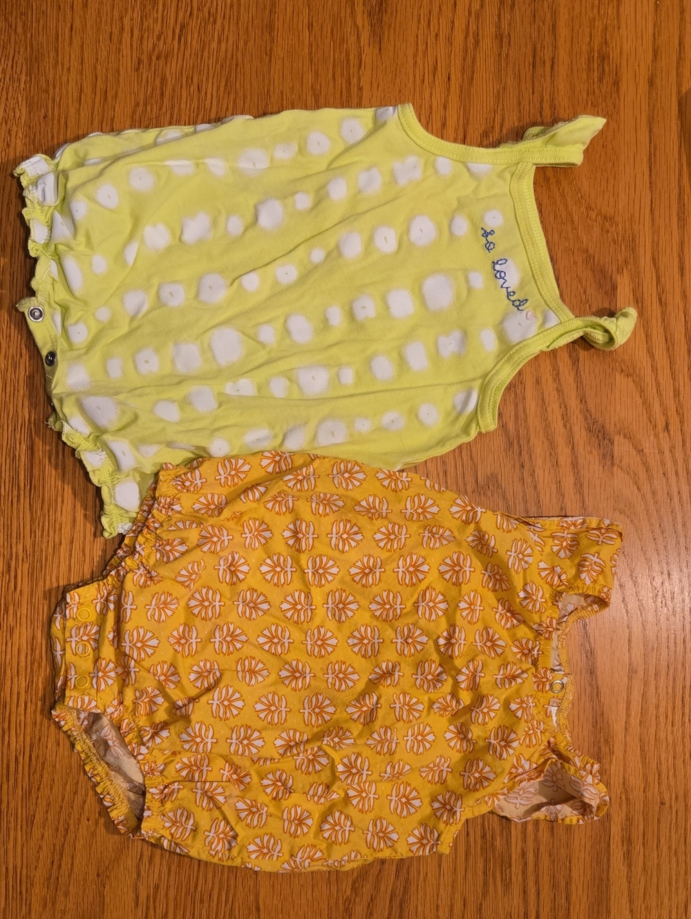 Carter's Yellow & Light Lime Baby Tank Romper Duo
